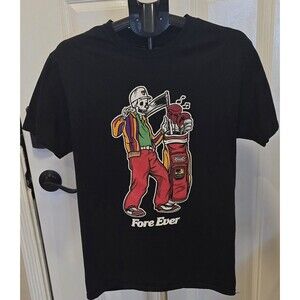 Fore Ever Pro Shop Golf T Shirt Mens Medium Black Skeleton Short Sleeve Tee